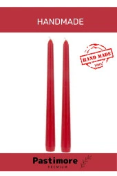 Premium Series Kırmızı Renkli Vanilya Kokulu Vegan Sedefli Konik Şamdan Dekoratif - 2