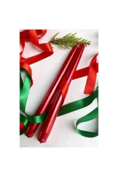 Premium Series Kırmızı Renkli Vanilya Kokulu Vegan Sedefli Konik Şamdan Dekoratif - 3