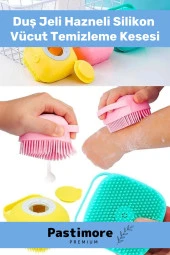 Duş Jeli Hazneli Silikon Fırça Kese Çok Amaçlı Vücut Temizleme Kesesi Banyo Lifi - 1