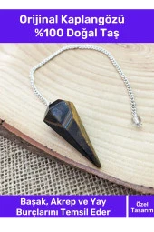 Premium Özel Tasarım Orijinal Kaplangözü Doğal Taş Stres Şans Enerji Çakra Pandül Sarkaç - 1