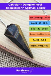 Premium Özel Tasarım Orijinal Kaplangözü Doğal Taş Stres Şans Enerji Çakra Pandül Sarkaç - 2