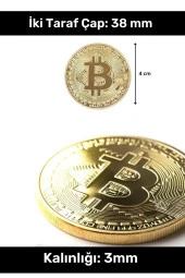 Özel Kutulu Hatıra Koleksiyon Bitcoin Madeni Para Altın Rengi 2li Set - 3