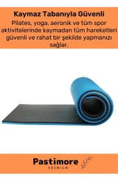 Taşıma Askılı Konfor Modeli Çift Taraflı Kaymaz Yoga Meditasyon Minderi Mavi Siyah Mat - 3