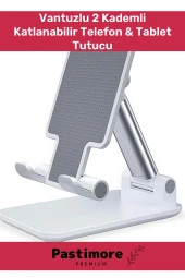 Deluxe Serisi Profesyonel Tablet Telefon Tutucu Stand 2 Kademeli Uzunluk Beyaz - 2