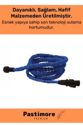 Dayanıklı Kırılmaz 3 Modlu Uzayan Bahçe Sulama Araç Yıkama Hortumu 30 Metre Mavi - 2