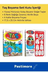 3 Yaş Üstü Çocuklar Için Zeka Geliştirici 6 Renk Akrilik Boyalı Fırçalı Taş Boyama Aktivite Seti - 3