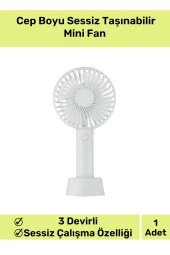 Premium Cep Boyu Sessiz Taşınabilir Mini Fan Usb Şarjlı Pervaneli Soğutucu Küçük El Vantilatörü - 1