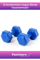 Plastik Köşeli Spor Egzersiz Vücut Kas Geliştirme Fitness Ağırlık Mavi 2 Kg Dambıl Set - 2 Adet - 4