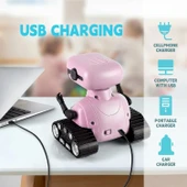 Playsheek Uzaktan Kumandalı Robot Oyuncak Şarj Edilebilir Emo Robot - Pembe - 3