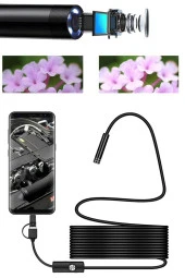 YENİ NESİL Su Geçirmez Endoskop Yılan Video Kamera Ledli 10 Metre 7 Mm Sert Kablo - 1