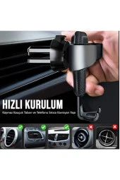 Universal Araç İçi Telefon Tutucu Klimalık ve Havalandırma Tutucu - 5