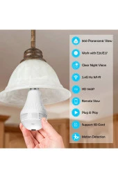 Ip Kamera Balıkgözü Ampul Panoramik Bebek Evcil Hayvan Bakıcı Izleme Güvenlik Kamerası - 5