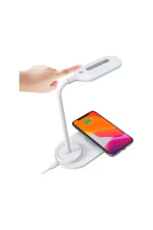 Kablosuz Şarj Standlı Masaüstü Usb Lamba 3 Modlu Yeni Nesil Hem Lamba Hem Şarj Ikisi Bir Arada Beyaz thumbnail 2