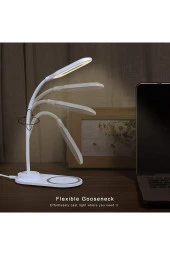 Kablosuz Şarj Standlı Masaüstü Usb Lamba 3 Modlu Yeni Nesil Hem Lamba Hem Şarj Ikisi Bir Arada Beyaz thumbnail 4