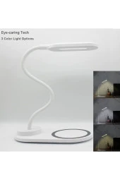 Kablosuz Şarj Standlı Masaüstü Usb Lamba 3 Modlu Yeni Nesil Hem Lamba Hem Şarj Ikisi Bir Arada Beyaz thumbnail 5