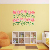 DUVAR SÜSÜ (STİCKER) 2 ADET PEMBE GÜLLÜ ŞEFFAF FİLMLİ PVC 70X50X0,5CM - 4