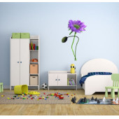 DUVAR SÜSÜ (STİCKER) 2 ADET MOR ÇİÇEKLİ ŞEFFAF FİLMLİ PVC 70X50X0,5CM - 1