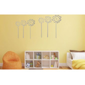 DUVAR SÜSÜ (STİCKER) 2 ADET GRİ PAPATYALI ŞEFFAF FİLMLİ PVC 48X33X0,5CM - 1