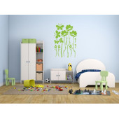 DUVAR SÜSÜ (STİCKER) 2 ADET YEŞİL ÇİÇEKLİ ŞEFFAF FİLMLİ PVC 48X33X0,5CM - 3