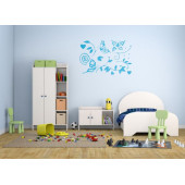 DUVAR SÜSÜ (STİCKER) 2 ADET MAVİ KELEBEKLİ ŞEFFAF FİLMLİ PVC 48X33X0,5CM - 1