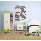 DUVAR SÜSÜ (STİCKER) 2 ADET ÇAMURLU AYI DESENLİ PVC 70X50X0,5CM - 3