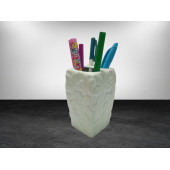 KALEMLİK ÇİÇEKLİ SU YEŞİLİ SERAMİK OFİS GERECİ 7X7X12CM - 3