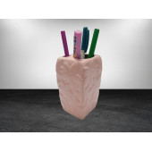 KALEMLİK ÇİÇEKLİ PEMBE MODEL SERAMİK OFİS GERECİ 7X7X12CM - 3