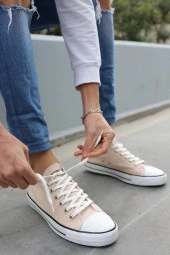 Tomiross Unısex Bej Garantili Ortopedik Keten Günlük Kullanım Sneaker Ayakkabı X-STAR-7284 - 7