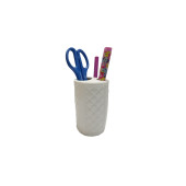 KALEMLİK BAKLAVA DESENLİ SERAMİK OFİS GERECİ  6X6X11CM - 1