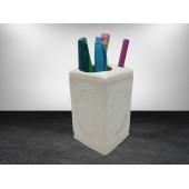 KALEMLİK ÇİÇEKLİ KARE MODEL SERAMİK OFİS GERECİ 8X8X11CM - 2