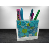 KALEMLİK MAVİ ÇİÇEKLİ AKRİLİK OFİS GERECİ  10X10X3CM - 2