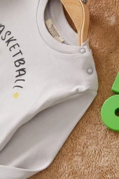 Füme Dinozor Baskılı Basketball Yazılı Erkek Bebek Takım 17539 - 4