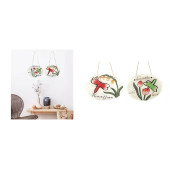 BALKON,BAHÇE VE ODA SÜSÜ 2 ADET YUSUFÇUK DESENLİ OVAL 17X15X1,3CM - 1
