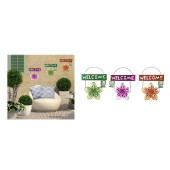 BALKON,BAHÇE VE ODA HOŞGELDİNİZ TABELASI 3 LÜ SET ÇİÇEKLİ 26X20X0,2CM - 1