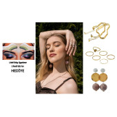 Altın Renk Üçlü Takı Set2 (Parlak Taşlı Kolye 42cm,6'lı Eklem Yüzük Set,Desenli Yuvarlak Top Küpe) - 1