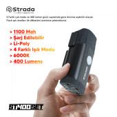 Strada St-400 Şarj Edilebilir Lityum Ön-arka Bisiklet Far Seti - 3