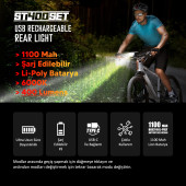 Strada St-400 Şarj Edilebilir Lityum Ön-arka Bisiklet Far Seti - 4