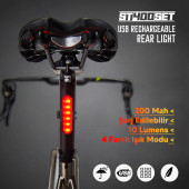 Strada St-400 Şarj Edilebilir Lityum Ön-arka Bisiklet Far Seti - 8