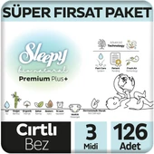 Sleepy Bio Natural Premium Plus Süper Fırsat Paketi Bebek Bezi 3 Numara Midi 126 Adet - 1