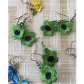 Yeşil Papatya Küpe - 1