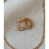 VIP Taşlı Halka Küpe - 1