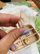 Zirkon Taş Kaplı Köşeli Halka Küpe - 2