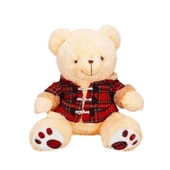 1510 Ekose Elbiseli Peluş Ayı 45 cm -Sunman - 1