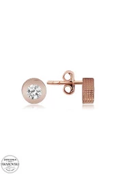 Swarovski Zirconia Kadın 0,28 Karat Tektaş Bronz Gümüş Küpe - 1