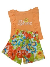 Nazar Baby Shine Yazılı Çiçek Baskılı Şortlu Kız Takım23232 - 4