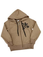 Cicoz Kız Penye Kapşonlu Fermuarlı Style Baskılı  Hırka 228 - 2