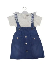 İncilay Kız Salopet Güpürlü Kız Elbise0802 - 1