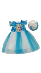 Lumia Elsa Baskılı Tüllü Kız Elbise813 - 1