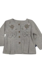 uğurböceğiçocuk Kız Bebek 3'lü Takım Fiyonklu Hırka Simli Kumaş 319 - 6