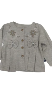 uğurböceğiçocuk Kız Bebek 3'lü Takım Fiyonklu Hırka Simli Kumaş 319 - 7